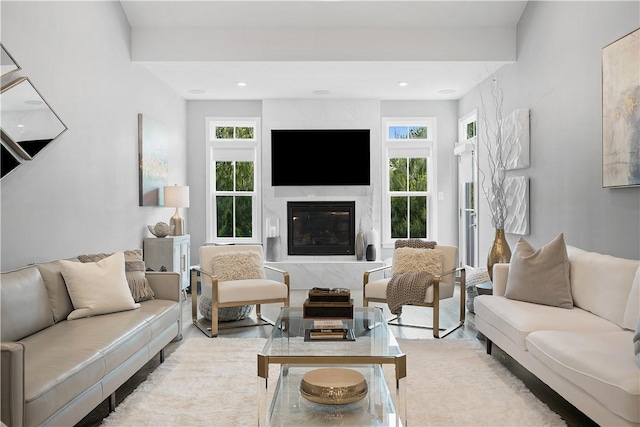 3033 Mahican Cir, Marshall, PA 16046 - living room featuring a fireplace and recessed lighting