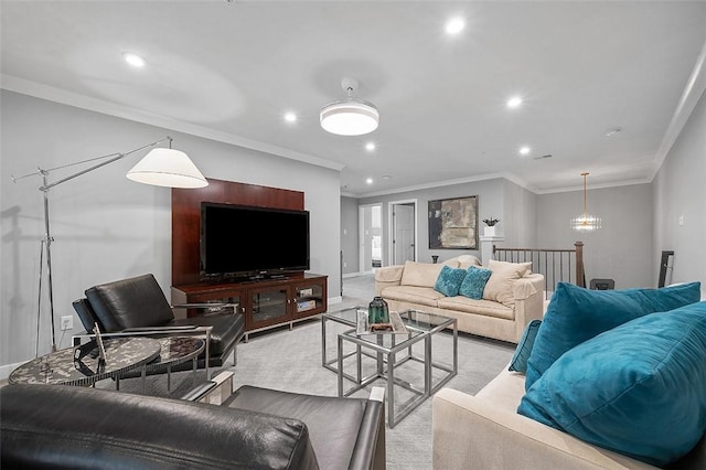 3033 Mahican Cir, Marshall, PA 16046 - living area featuring recessed lighting, baseboards, and crown molding