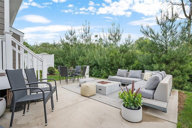 3033 Mahican Cir, Marshall, PA 16046 - view of patio with an outdoor living space with a fire pit and outdoor dining area
