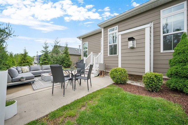 view of patio with an outdoor living space