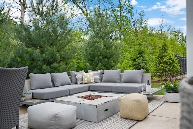 3033 Mahican Cir, Marshall, PA 16046 - view of patio with an outdoor living space with a fire pit