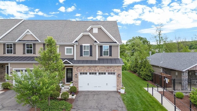 3033 Mahican Cir, Marshall, PA 16046 - craftsman-style home with a standing seam roof, asphalt driveway, an attached garage, a shingled roof, and metal roof