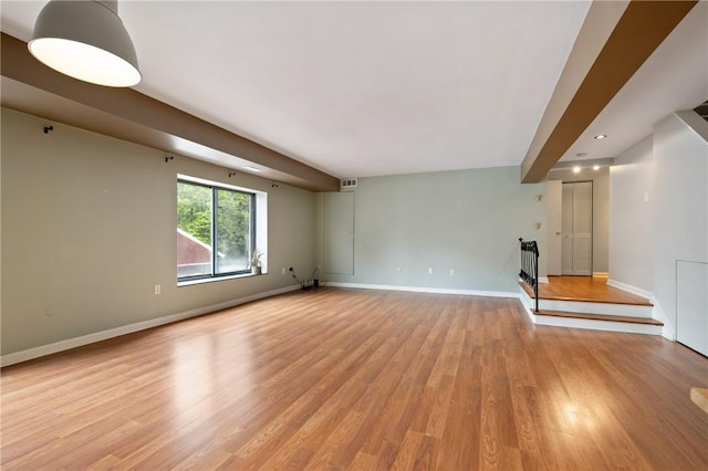 5708 Walnut Unit B2, Shadyside, PA 15232 - unfurnished living room with light wood-style flooring, baseboards, and recessed lighting