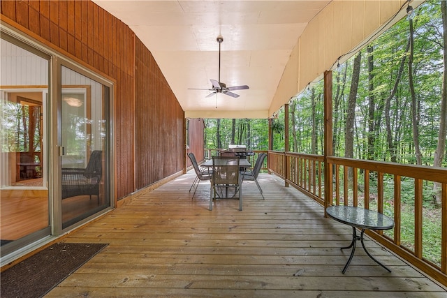 147 Crimson Oak Rd, Jefferson Twp Som, PA 15501 - deck featuring outdoor dining area and a ceiling fan