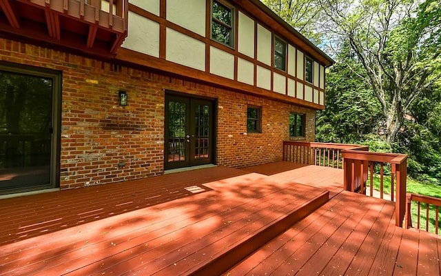 wooden deck with french doors