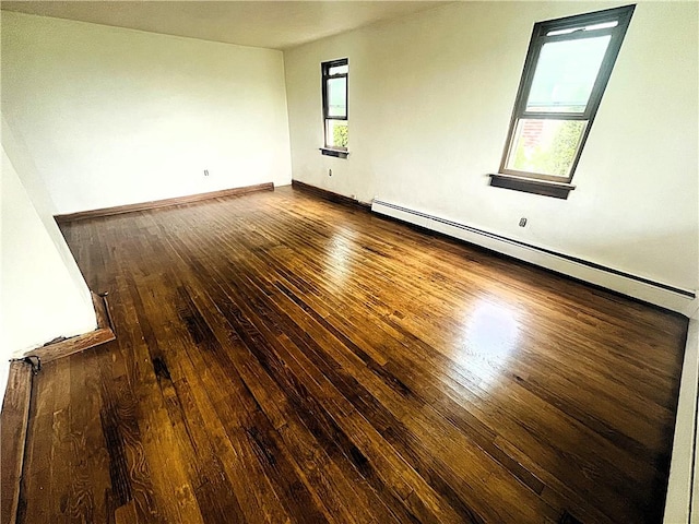 128 Cessna Hill Rd, Jenner Twp, PA 15531 - unfurnished room with a baseboard radiator, dark wood-style flooring, and baseboards