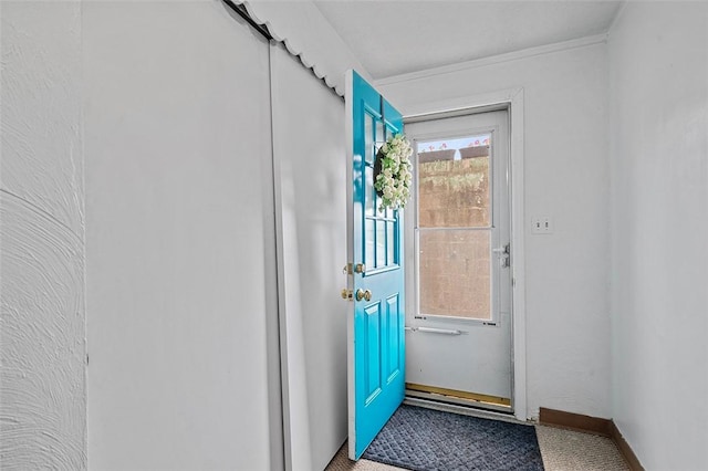 426 Oliver Dr, White Oak, PA 15131 - doorway to outside featuring carpet floors and baseboards