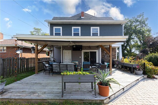 918 Arlington Prt, Vue, PA 15133 - rear view of property featuring an outdoor hangout area, a deck, fence, and outdoor dining space