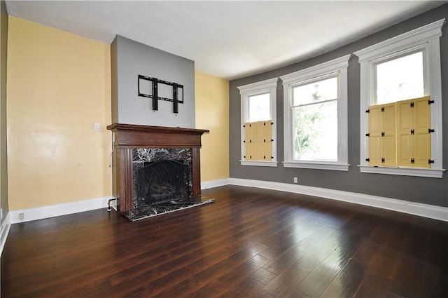 918 Arlington Prt, Vue, PA 15133 - unfurnished living room with a high end fireplace, wood finished floors, and baseboards
