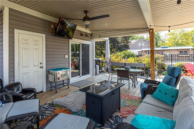 918 Arlington Prt, Vue, PA 15133 - view of patio featuring outdoor dining area, outdoor lounge area, a ceiling fan, and fence
