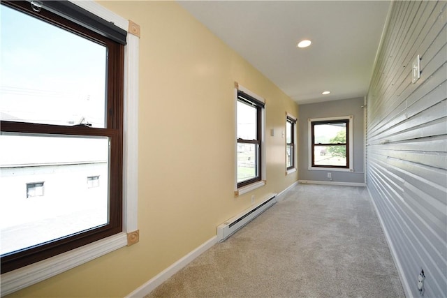 918 Arlington Prt, Vue, PA 15133 - corridor featuring a baseboard heating unit, carpet, recessed lighting, and baseboards