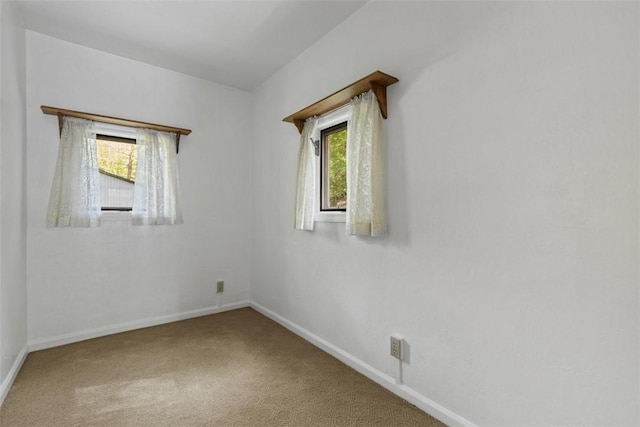 spare room with baseboards and carpet floors