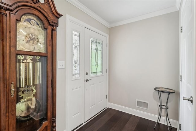 1231 Nicklaus Way W, Deer, PA 15044 - foyer with baseboards, dark wood-style floors, and ornamental molding