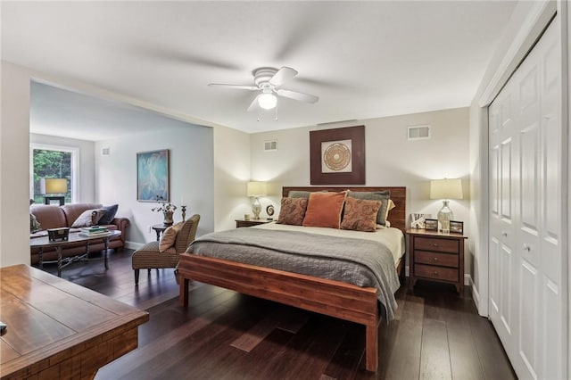 1231 Nicklaus Way W, Deer, PA 15044 - bedroom featuring a closet, dark wood-style floors, ceiling fan, and baseboards