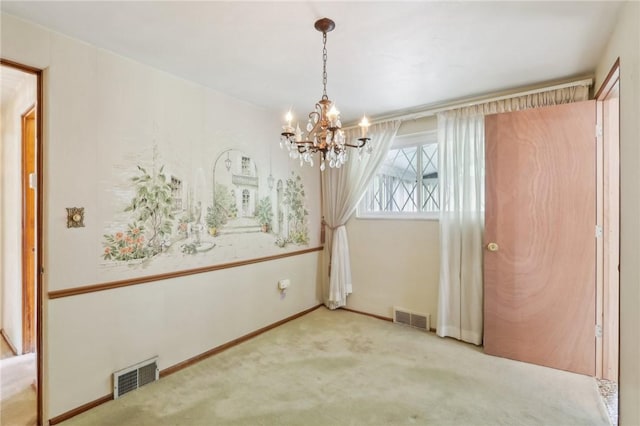 4782 Barone Dr, Whitehall, PA 15227 - unfurnished dining area with a chandelier, carpet flooring, and baseboards