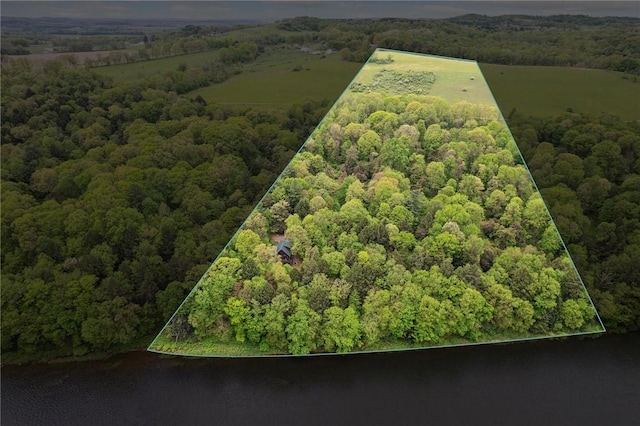 365 Hemlock Bnd, Emlenton, PA 16373 - aerial overview of property's location featuring property boundaries highlighted, a forest, and a nearby body of water