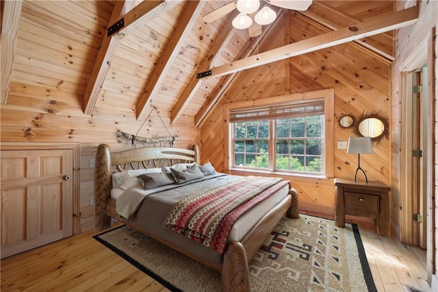 365 Hemlock Bnd, Emlenton, PA 16373 - bedroom with wood ceiling, light wood finished floors, and wood walls