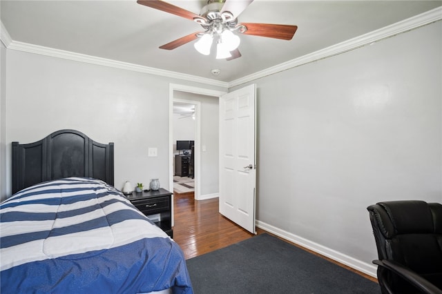 200 Dorseyville Rd, Ohara, PA 15215 - bedroom featuring crown molding, wood finished floors, a ceiling fan, and baseboards
