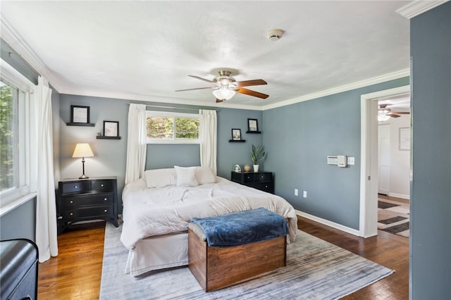 200 Dorseyville Rd, Ohara, PA 15215 - bedroom featuring wood finished floors, a ceiling fan, ornamental molding, and baseboards
