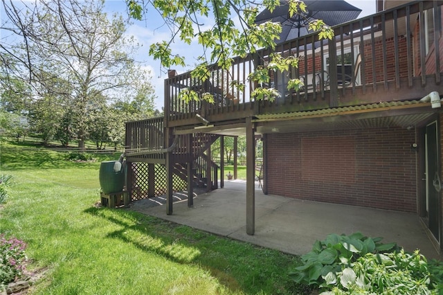 200 Dorseyville Rd, Ohara, PA 15215 - view of green lawn with a patio area, stairs, and a deck