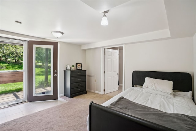 200 Dorseyville Rd, Ohara, PA 15215 - bedroom with access to outside, light carpet, baseboards, and light tile patterned floors