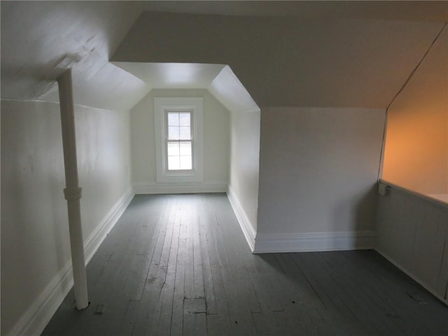 802 Howard St, Monongahela, PA 15063 - bonus room with dark wood-style floors, vaulted ceiling, and baseboards