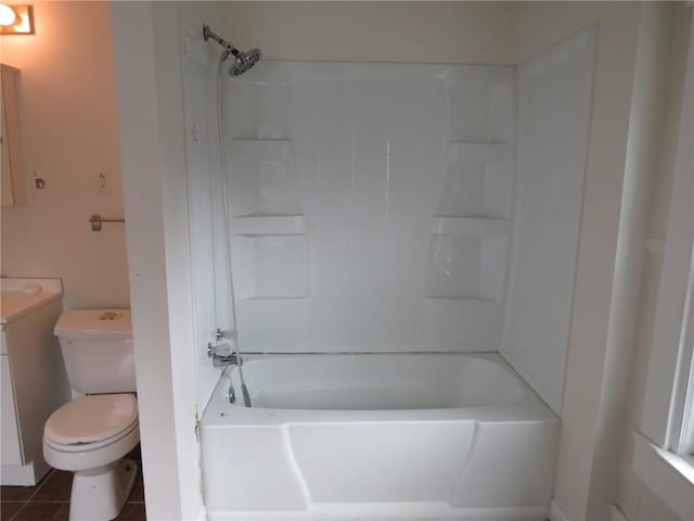 802 Howard St, Monongahela, PA 15063 - full bathroom with toilet, vanity, shower / tub combination, and tile patterned flooring