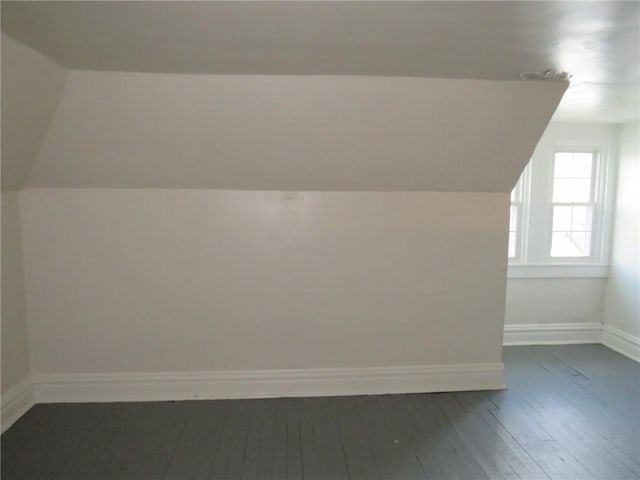 802 Howard St, Monongahela, PA 15063 - additional living space with dark wood finished floors, vaulted ceiling, and baseboards