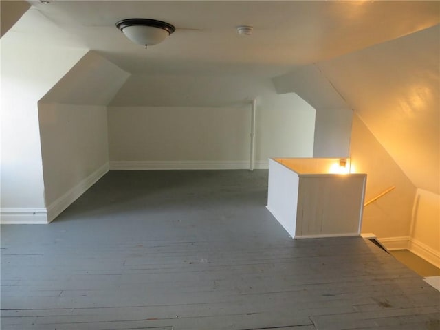 802 Howard St, Monongahela, PA 15063 - additional living space with lofted ceiling, dark wood-type flooring, and baseboards