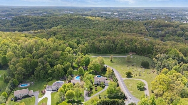 view of property location featuring a heavily wooded area