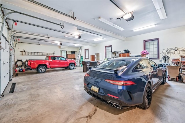 garage with a garage door opener