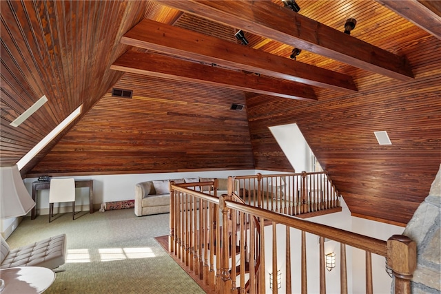 265 Scaife Rd, Sewickley Heights, PA 15143 - additional living space with wood ceiling, carpet floors, and beamed ceiling