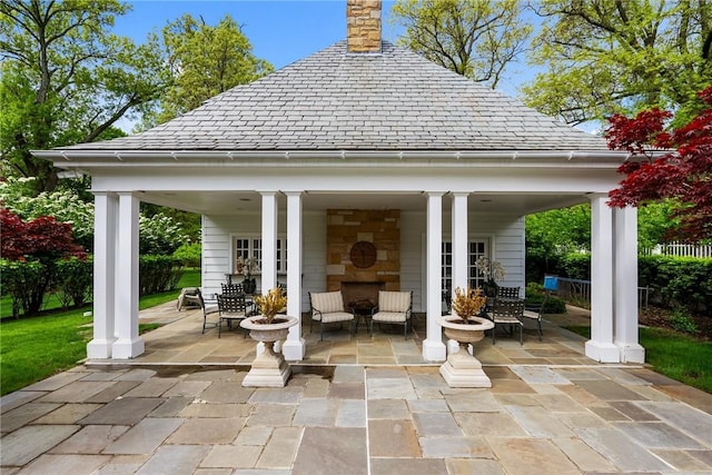 265 Scaife Rd, Sewickley Heights, PA 15143 - view of patio with a gazebo and an outdoor fireplace