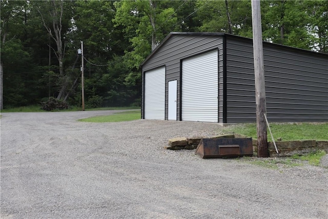 view of detached garage