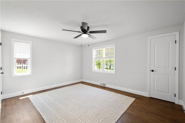 3334 Comanche Rd, Upper St Clair, PA 15241 - unfurnished room with dark wood-style floors, baseboards, and a ceiling fan
