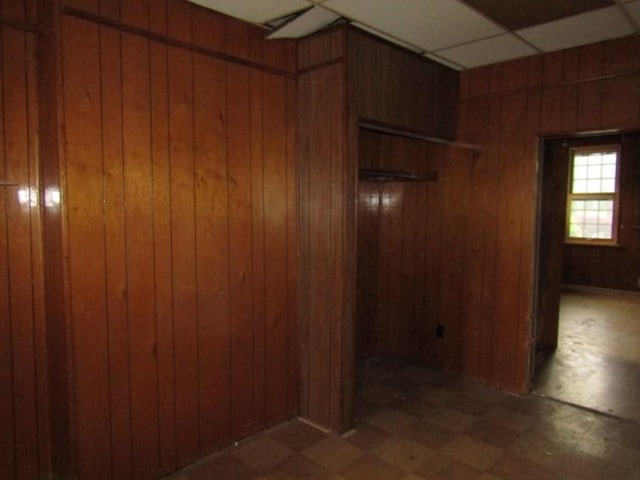 2101 Wharton St, South Side, PA 15203 - corridor with wood walls and tile patterned floors