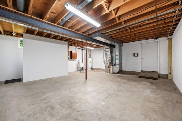 2918 Woodland Cir, Hampton, PA 15101 - basement with heating unit, water heater, and a sink