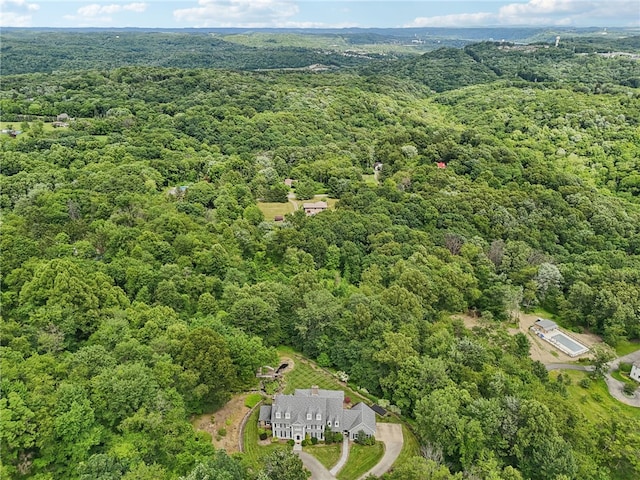 aerial view of a heavily wooded area