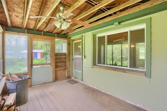 138 Bovard Ln, Cherry Twp, PA 16020 - unfurnished sunroom with a ceiling fan