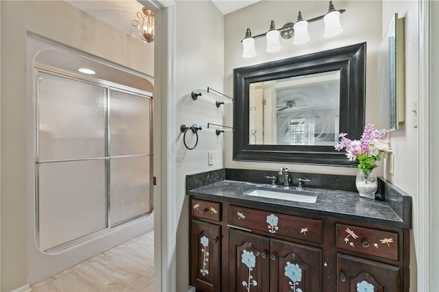 228 Meadowfield Ln, Jefferson Hills, PA 15025 - bathroom with a stall shower, vanity, and marble finish floors