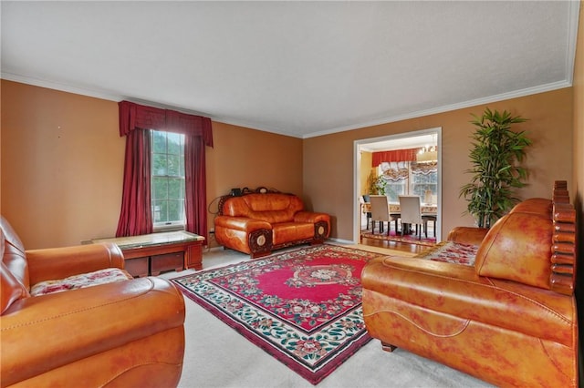 228 Meadowfield Ln, Jefferson Hills, PA 15025 - carpeted living room featuring crown molding