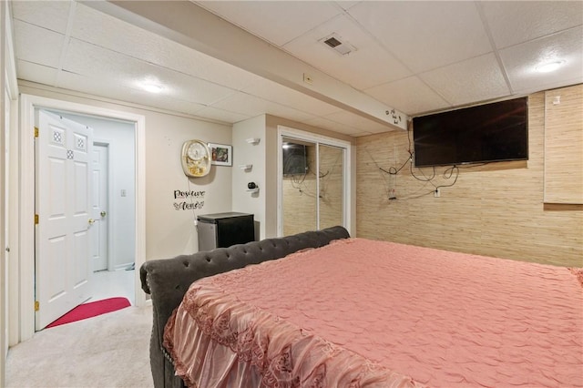 228 Meadowfield Ln, Jefferson Hills, PA 15025 - carpeted bedroom featuring a drop ceiling and fridge
