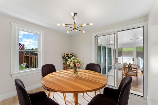 5056 Don St, Finleyville, PA 15332 - dining space featuring healthy amount of natural light, a chandelier, baseboards, and light wood-style floors