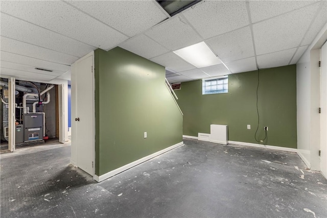 3735 Lyndell St, Castle Shannon, PA 15234 - basement with a drop ceiling, baseboards, and heating unit