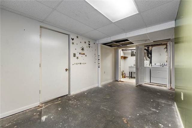 3735 Lyndell St, Castle Shannon, PA 15234 - finished below grade area with a drop ceiling, baseboards, and a sink