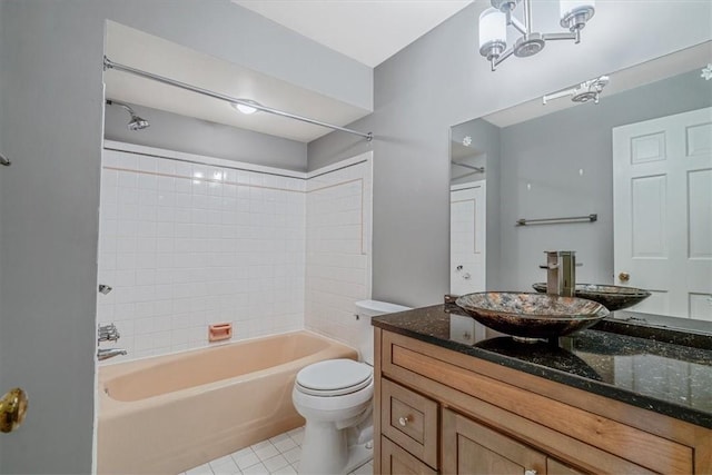2652 Thorntree Dr, Upper St Clair, PA 15241 - bathroom featuring tile patterned flooring, toilet,  shower combination, and vanity