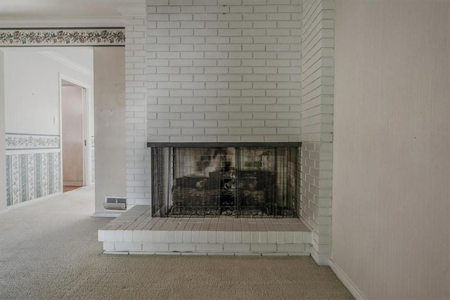 2652 Thorntree Dr, Upper St Clair, PA 15241 - detailed view of a fireplace, carpet floors, and ornamental molding