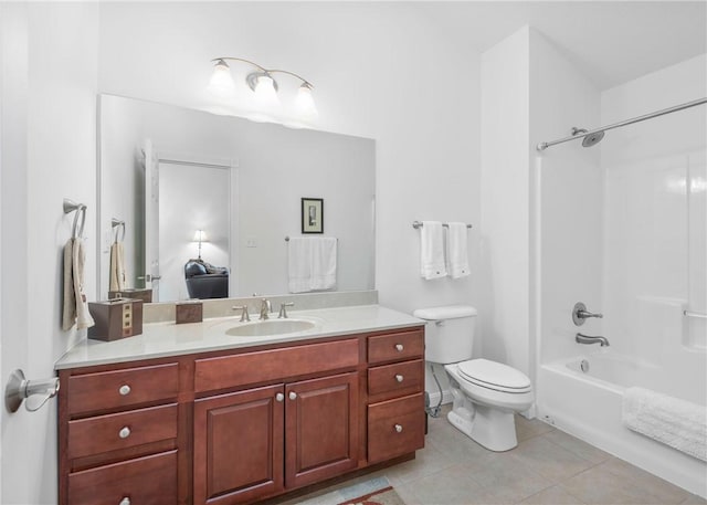1073 Waterford Ct, North Strabane, PA 15317 - ensuite bathroom featuring tile patterned flooring, toilet, vanity, and shower / bath combination