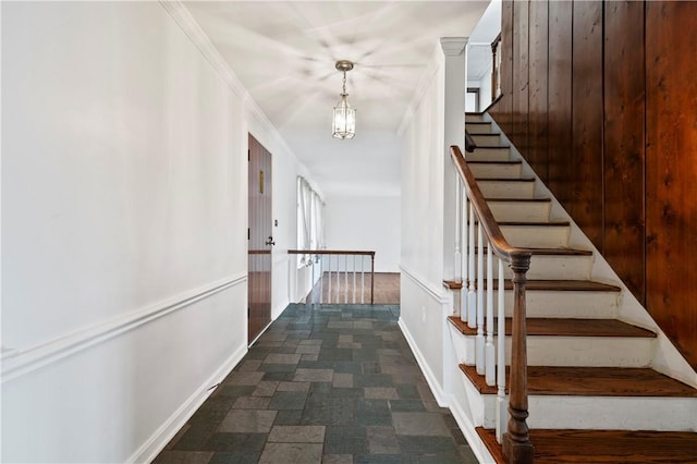 677 Harrogate Rd, Upper St Clair, PA 15241 - stairs featuring baseboards and stone finish floors