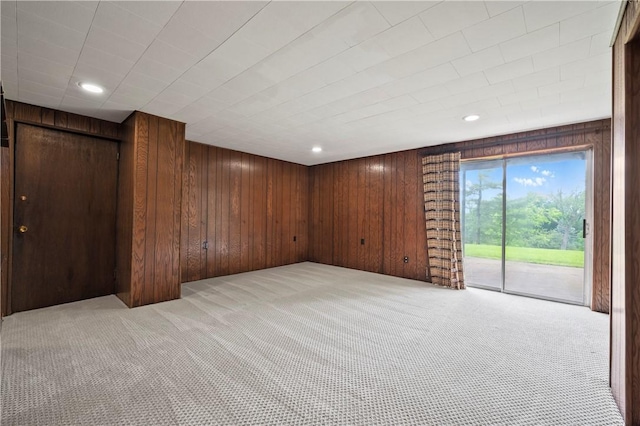 677 Harrogate Rd, Upper St Clair, PA 15241 - spare room featuring light colored carpet, wooden walls, and recessed lighting